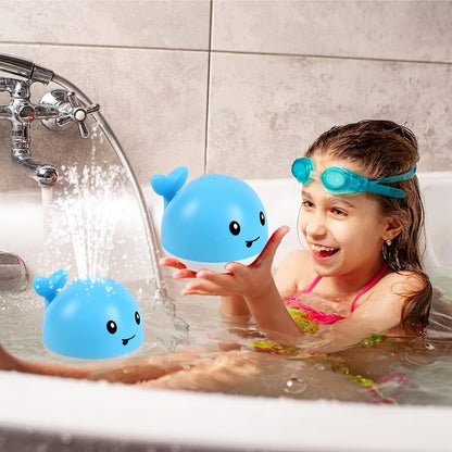 Baby Bath Toys for Kids Light up Whale Bath Toys Sprinkler Bathtub Toys for Toddlers (Blue)