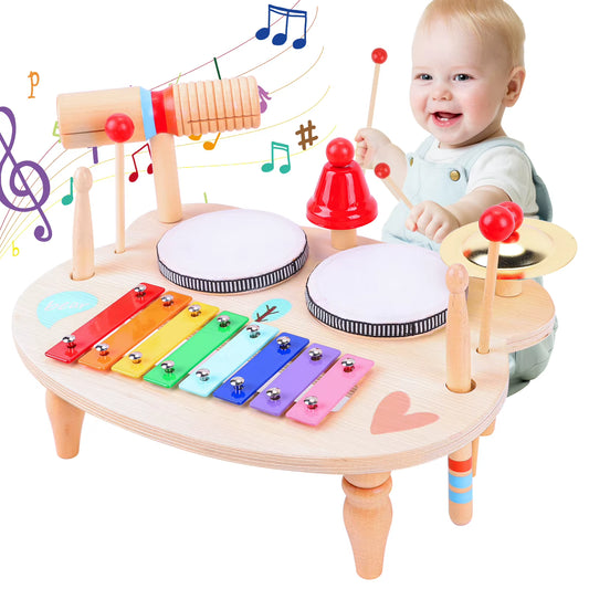 Children'S Drum Kit, Multi-In-1 Musical Instruments Children from 1 2 3 Years with Xylophone, Montessori Baby Toy, Children'S To