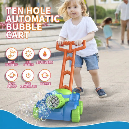 Automatic Lawn Mower Bubble Machine Weeder Soap Maker Blower Baby Activity Walker for Outdoor Kids Toys for Children Gift Boys