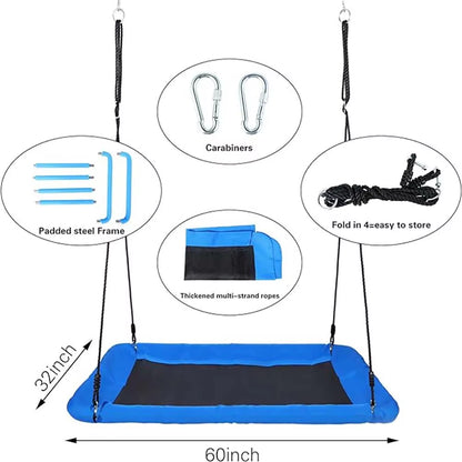 700Lb Giant 60" Platform Tree Swing for Kids Rectangular Platform Swing Outdoor Swing Kids and Adults Outdoor Tree Swing