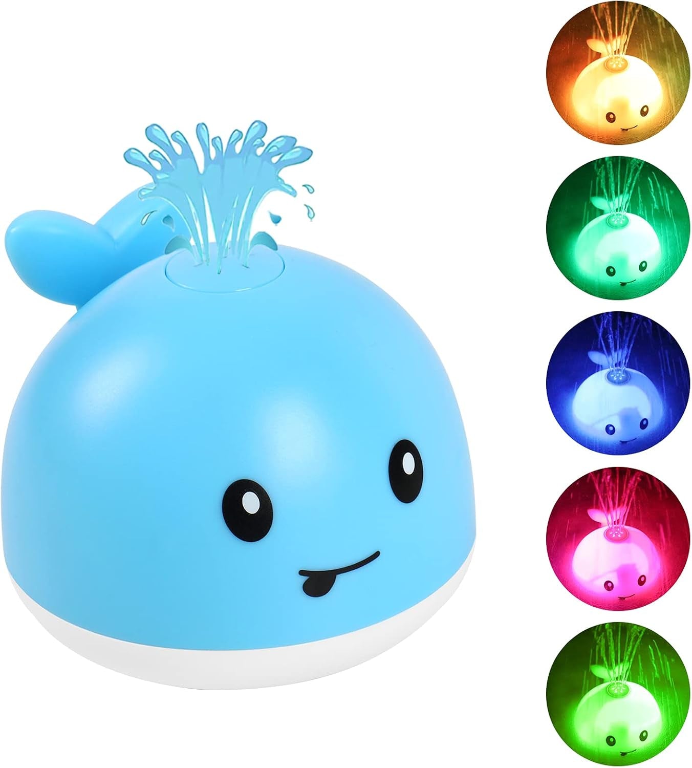 Baby Bath Toys for Kids Light up Whale Bath Toys Sprinkler Bathtub Toys for Toddlers (Blue)