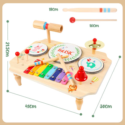 Children'S Drum Kit, Multi-In-1 Musical Instruments Children from 1 2 3 Years with Xylophone, Montessori Baby Toy, Children'S To